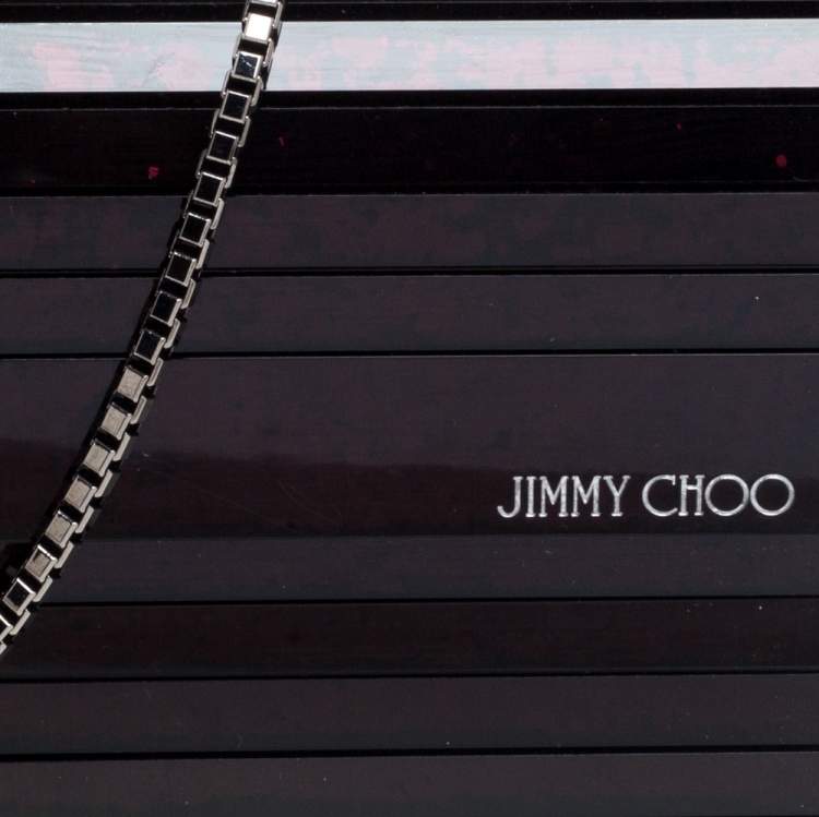 Pre Owned Jimmy Choo Purple Ombre Glitter Acrylic Sweetie Chain Clutch