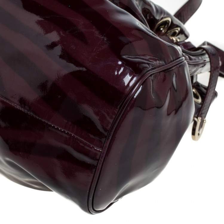 Pre Owned Jimmy Choo Burgundy Zebra Print Patent Leather Ramona Shoulder Bag