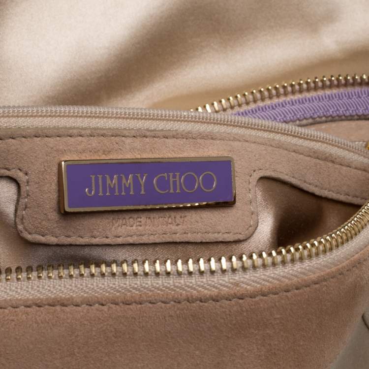 Pre Owned Jimmy Choo Beige Satin and Suede Carissa Clutch