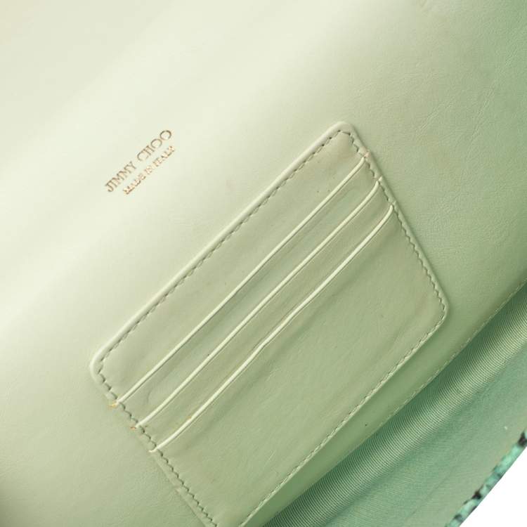 مملوكة مسبقًا Jimmy Choo Sea Green Python Embossed Leather Reese Clutch
