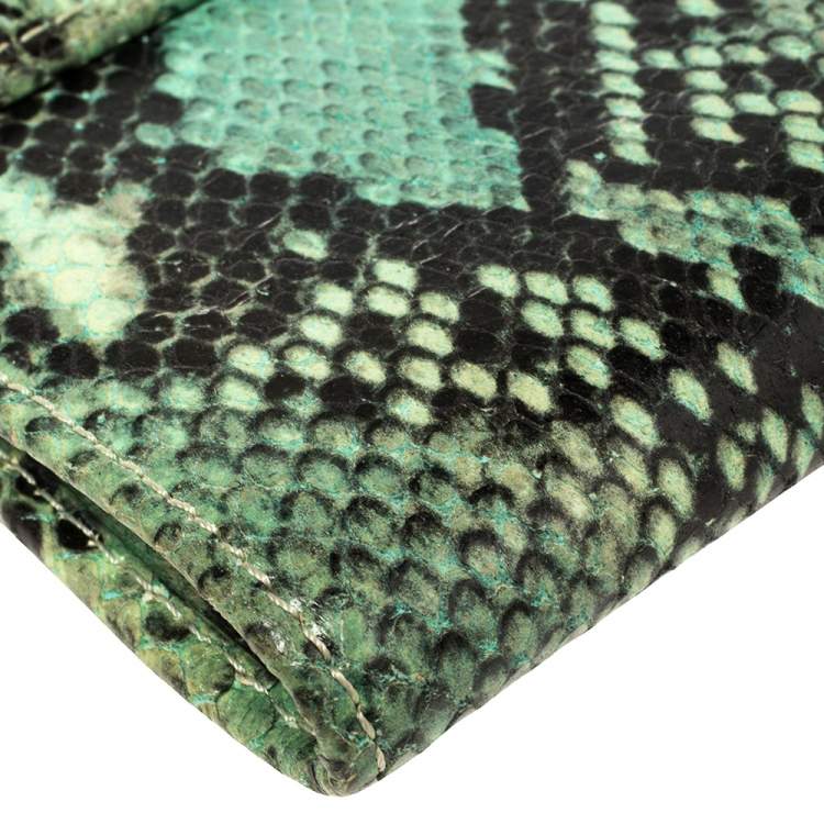 مملوكة مسبقًا Jimmy Choo Sea Green Python Embossed Leather Reese Clutch