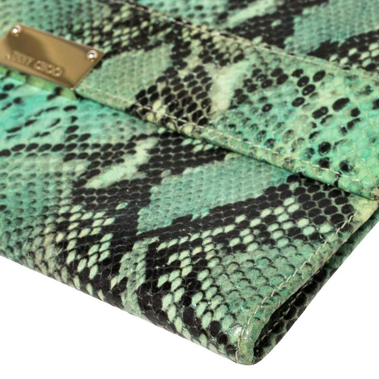 مملوكة مسبقًا Jimmy Choo Sea Green Python Embossed Leather Reese Clutch