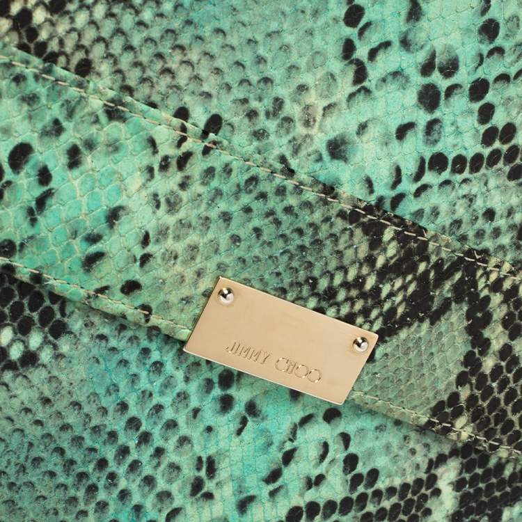 مملوكة مسبقًا Jimmy Choo Sea Green Python Embossed Leather Reese Clutch