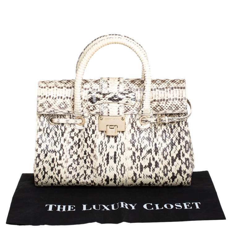 Pre Owned Jimmy Choo Cream White/Brown Python Rosalie Satchel