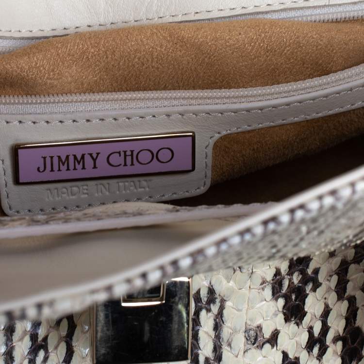 Pre Owned Jimmy Choo Cream White/Brown Python Rosalie Satchel