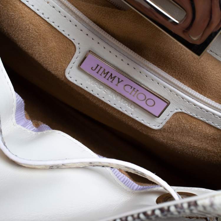 Pre Owned Jimmy Choo Cream White/Brown Python Rosalie Satchel