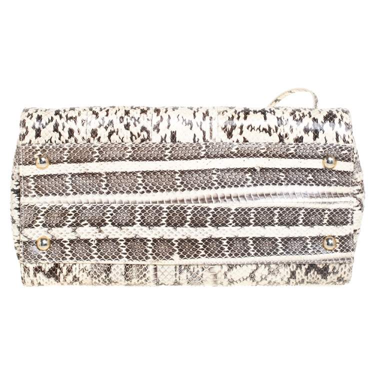 Pre Owned Jimmy Choo Cream White/Brown Python Rosalie Satchel