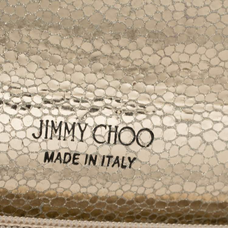 Pre Owned Jimmy Choo Metallic Gold Leather and Glitter Reese Clutch