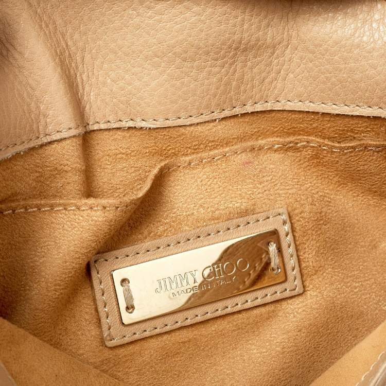 Pre Owned Jimmy Choo Beige Leather Rebel Top Handle Bag