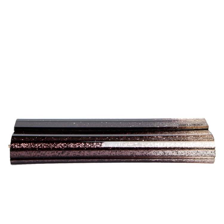 Pre Owned Jimmy Choo Ombre Purple Glitter Acrylic Sweetie Chain Clutch