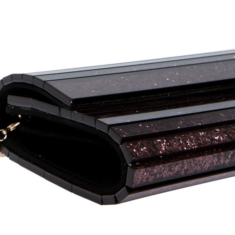 Pre Owned Jimmy Choo Ombre Purple Glitter Acrylic Sweetie Chain Clutch