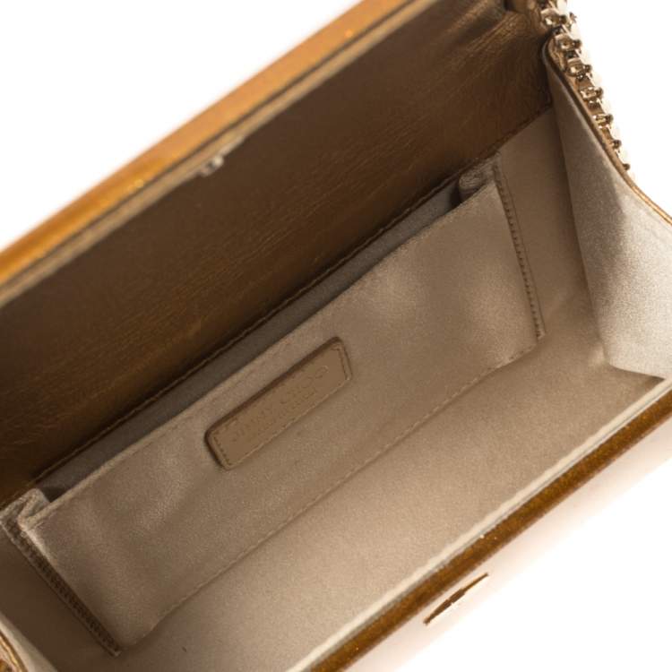 Pre Owned Jimmy Choo Gold Shimmer Acrylic Candy Chain Clutch 