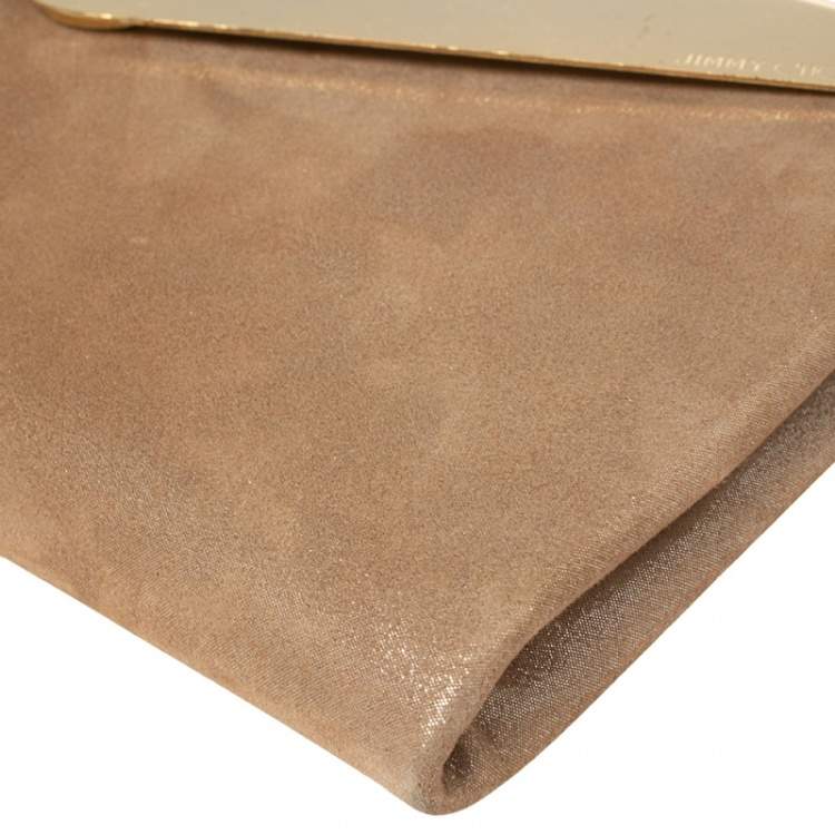 Pre Owned Jimmy Choo Shimmer Suede and Metal Charlize Envelope Clutch