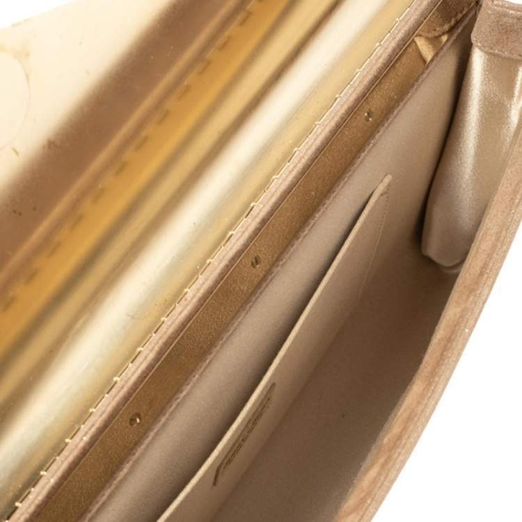 Pre Owned Jimmy Choo Shimmer Suede and Metal Charlize Envelope Clutch