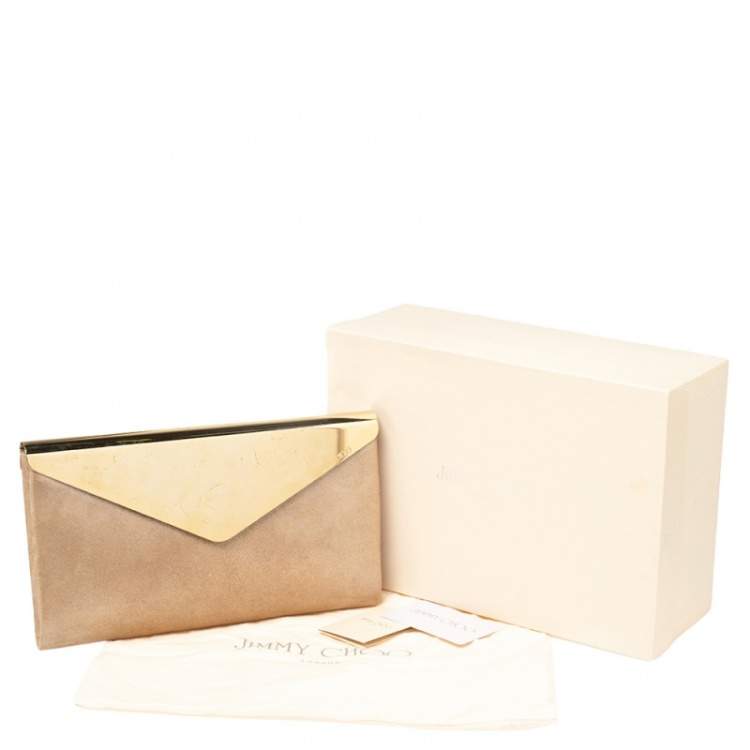 Pre Owned Jimmy Choo Shimmer Suede and Metal Charlize Envelope Clutch