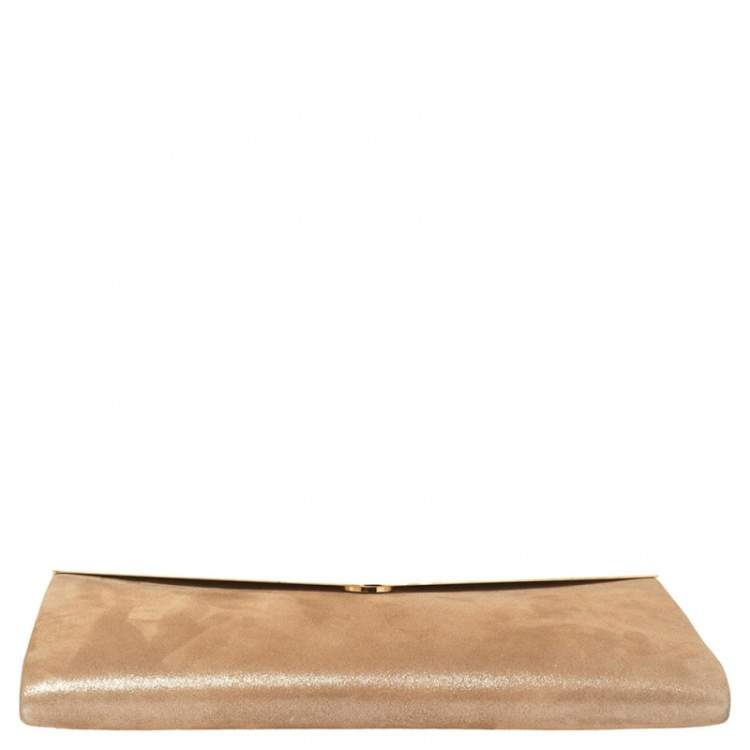 Pre Owned Jimmy Choo Shimmer Suede and Metal Charlize Envelope Clutch