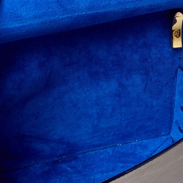 Pre Owned Jimmy Choo Metallic Grey/Blue Leather Lockett Shoulder Bag