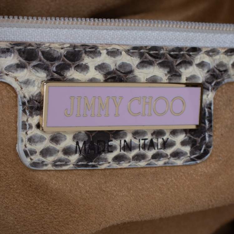 Pre Owned Jimmy Choo Tan Raffia and Snakeskin Trim Sky Hobo