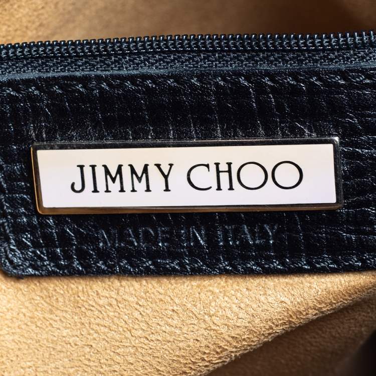 Pre Owned Jimmy Choo Black Textured Leather Bardia Buckle Hobo