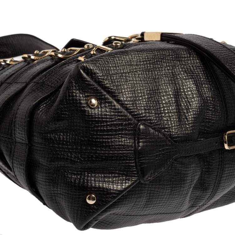 Pre Owned Jimmy Choo Black Textured Leather Bardia Buckle Hobo