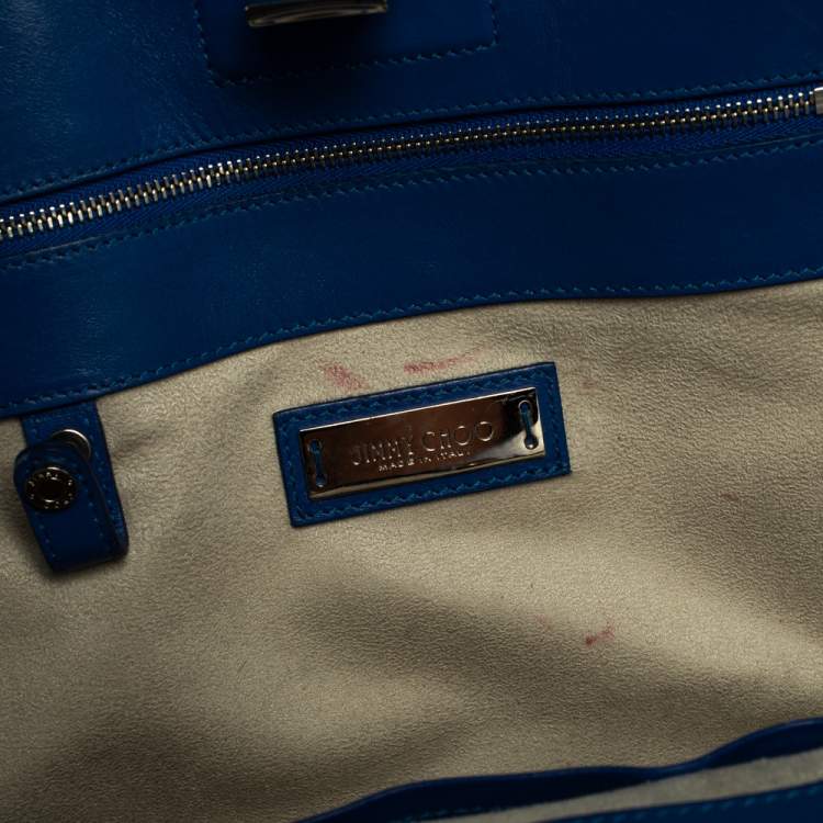 Pre Owned Jimmy Choo Blue Leather Riley Tote
