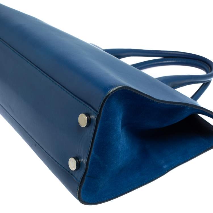 Pre Owned Jimmy Choo Blue Leather Riley Tote
