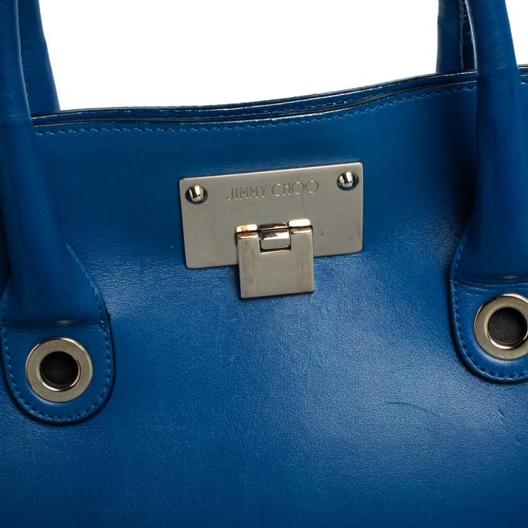 Pre Owned Jimmy Choo Blue Leather Riley Tote