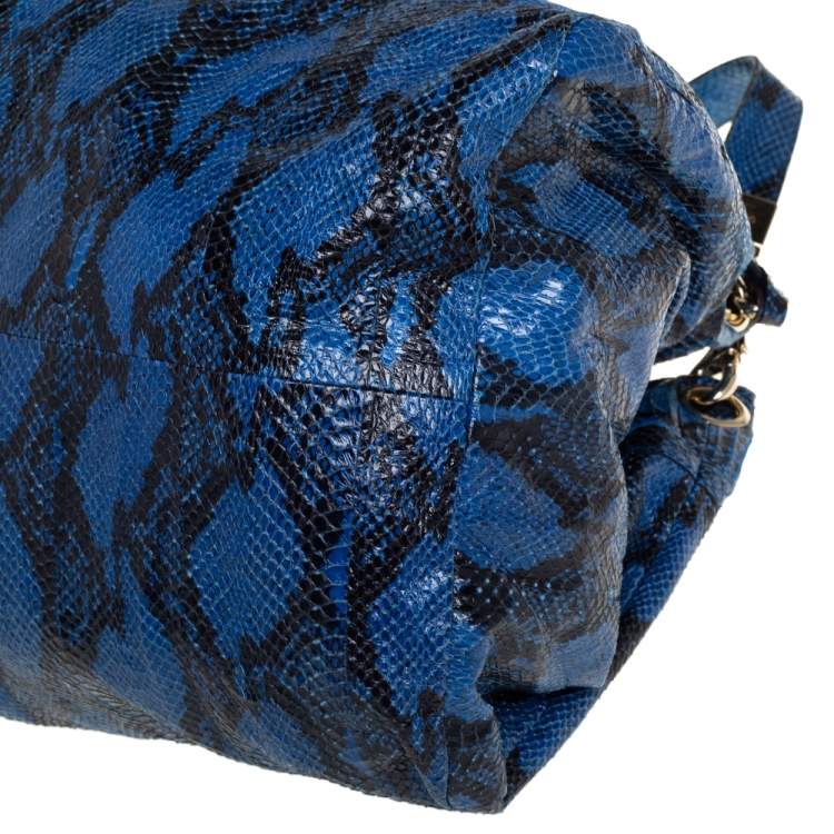 Pre Owned Jimmy Choo Blue/Black Python Skin  Lohla Jane Hobo 