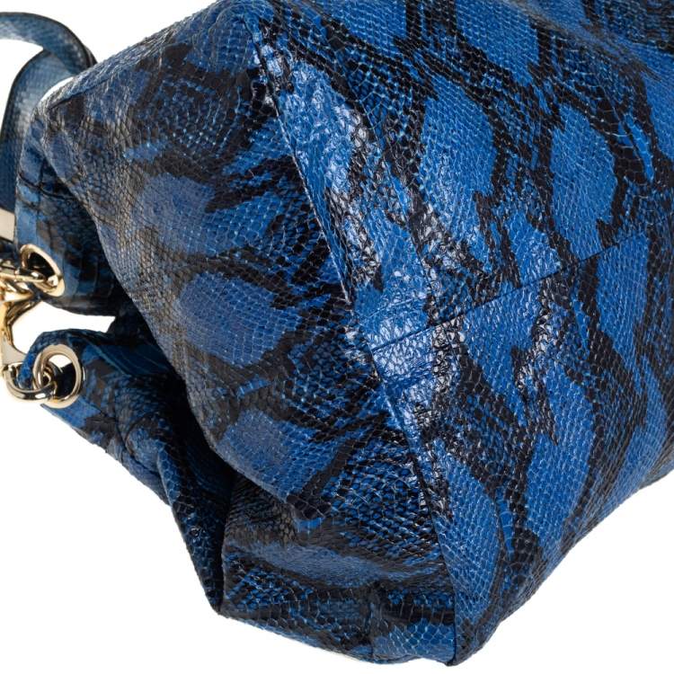 Pre Owned Jimmy Choo Blue/Black Python Skin  Lohla Jane Hobo 