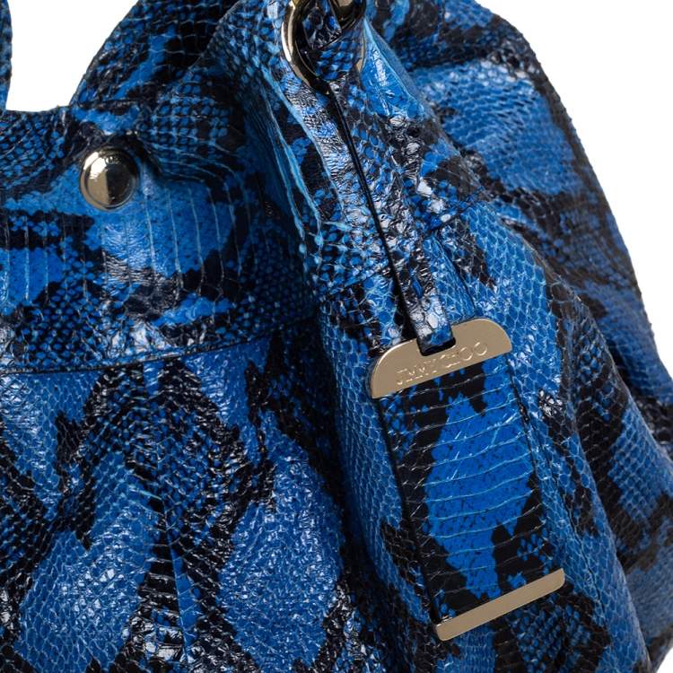 Pre Owned Jimmy Choo Blue/Black Python Skin  Lohla Jane Hobo 