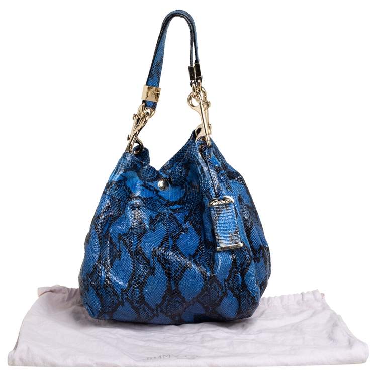 Pre Owned Jimmy Choo Blue/Black Python Skin  Lohla Jane Hobo 
