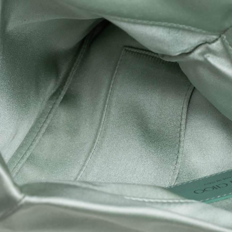 Pre Owned Jimmy Choo Mint Green Satin Titania Crystal Embellished Clutch