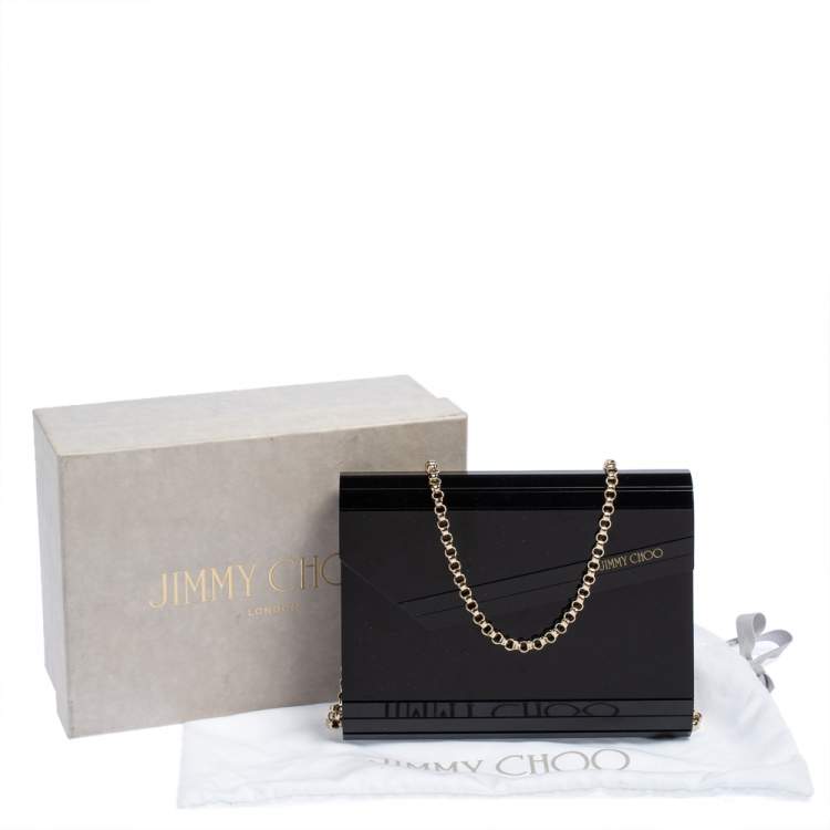 Pre Owned Jimmy Choo Black Acrylic and Leather Candy Chain Clutch 
