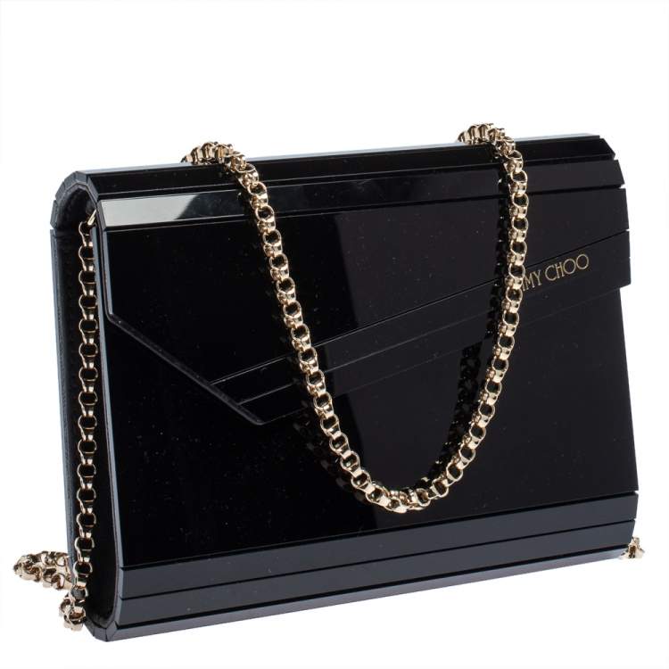 Pre Owned Jimmy Choo Black Acrylic and Leather Candy Chain Clutch 