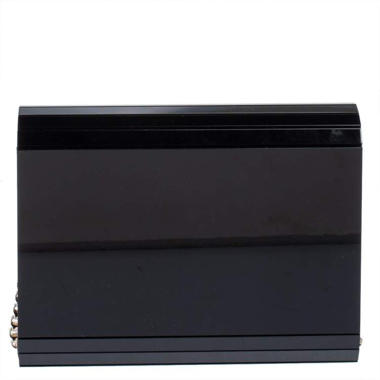 Pre Owned Jimmy Choo Black Acrylic and Leather Candy Chain Clutch 