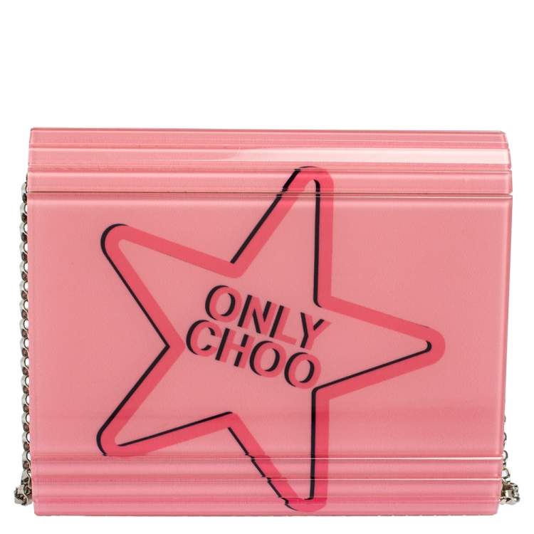 Pre Owned Jimmy Choo Pink Acrylic I Want Choo Candy Clutch Bag