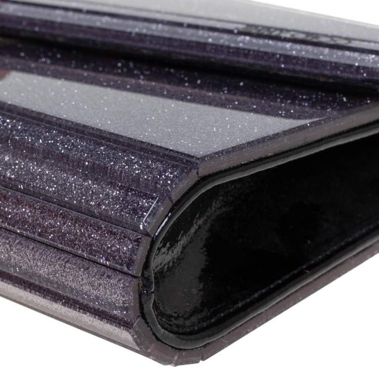 Pre Owned Jimmy Choo Purple Glitter Acrylic Candy Chain Clutch