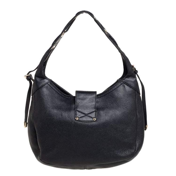 Pre Owned Jimmy Choo Black Leather Hobo