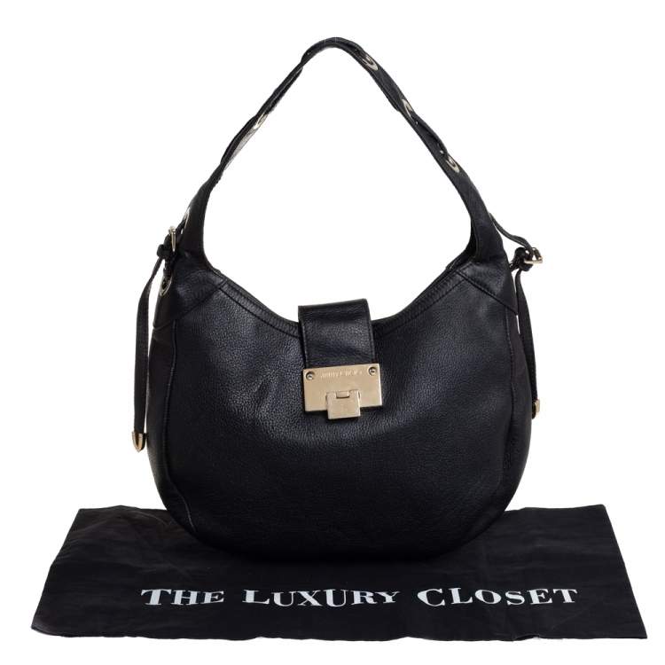 Pre Owned Jimmy Choo Black Leather Hobo