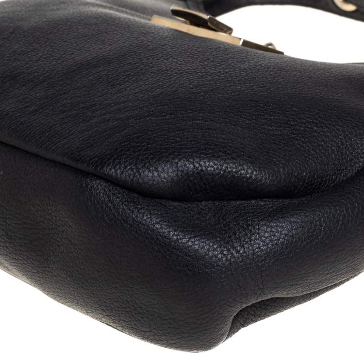 Pre Owned Jimmy Choo Black Leather Hobo