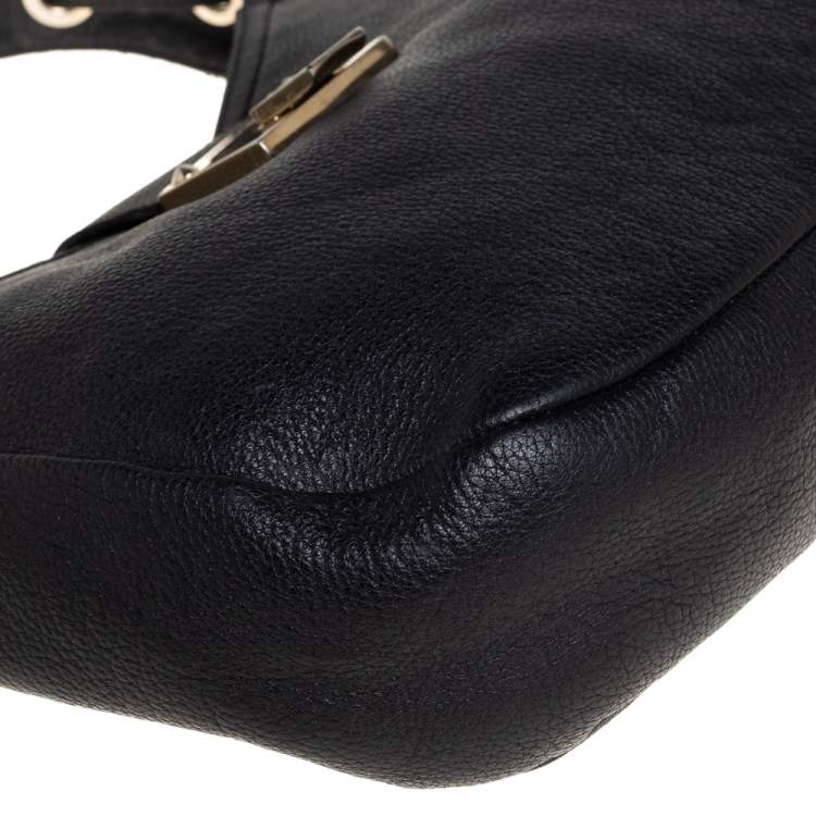 Pre Owned Jimmy Choo Black Leather Hobo