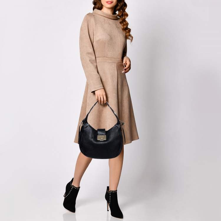 Pre Owned Jimmy Choo Black Leather Hobo