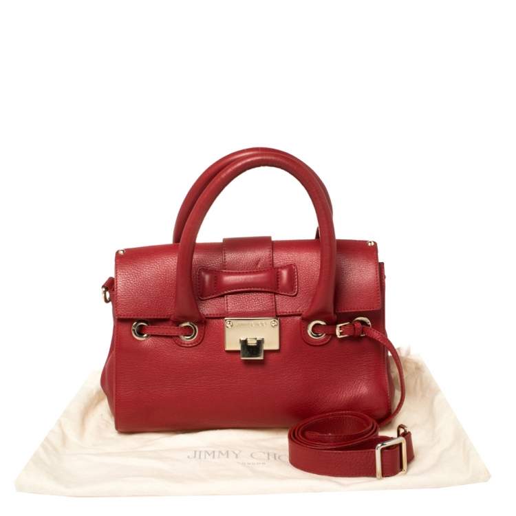 Pre Owned Jimmy Choo Red Leather Rosalie Satchel