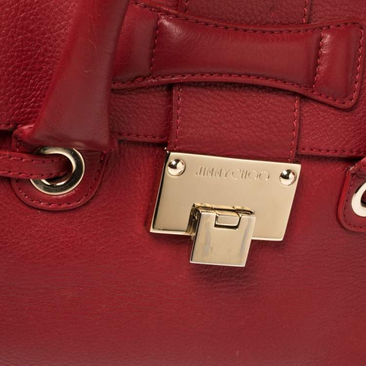 Pre Owned Jimmy Choo Red Leather Rosalie Satchel