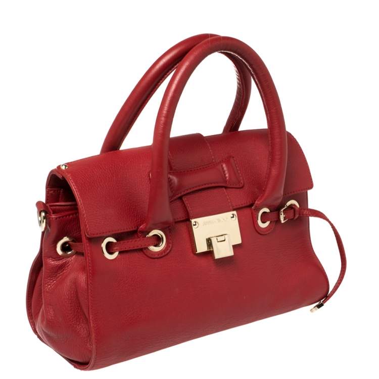 Pre Owned Jimmy Choo Red Leather Rosalie Satchel