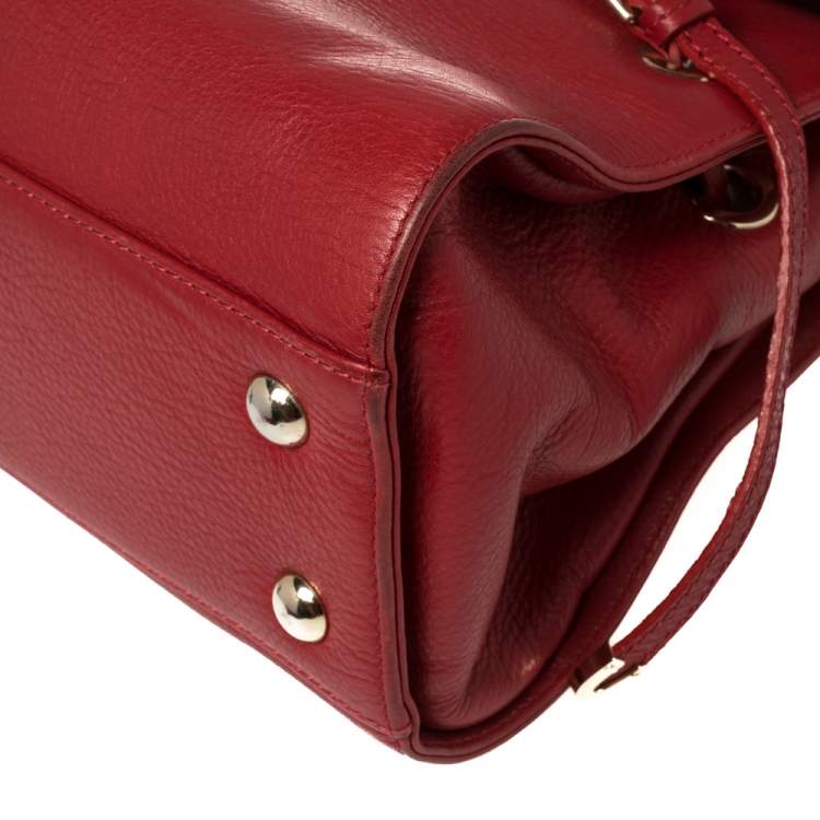 Pre Owned Jimmy Choo Red Leather Rosalie Satchel
