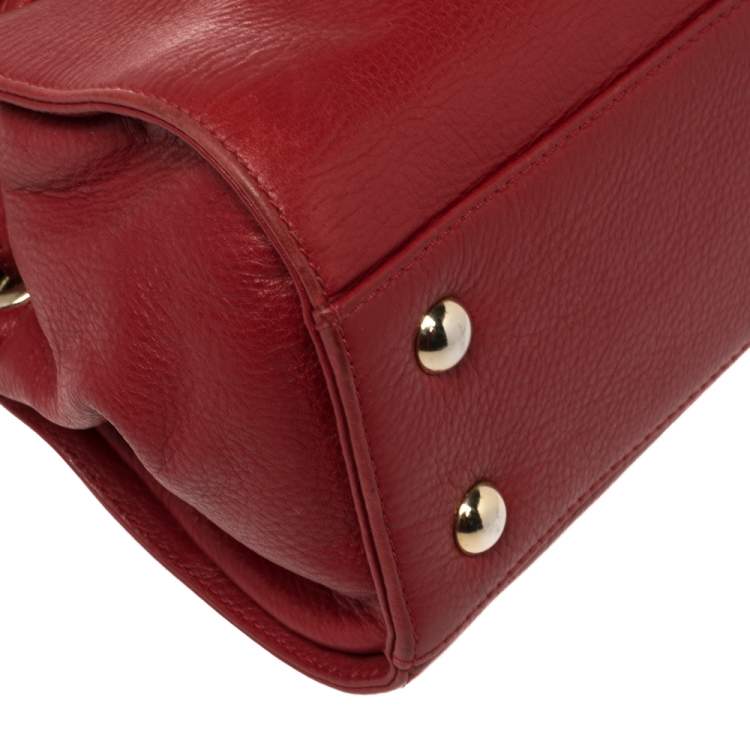 Pre Owned Jimmy Choo Red Leather Rosalie Satchel
