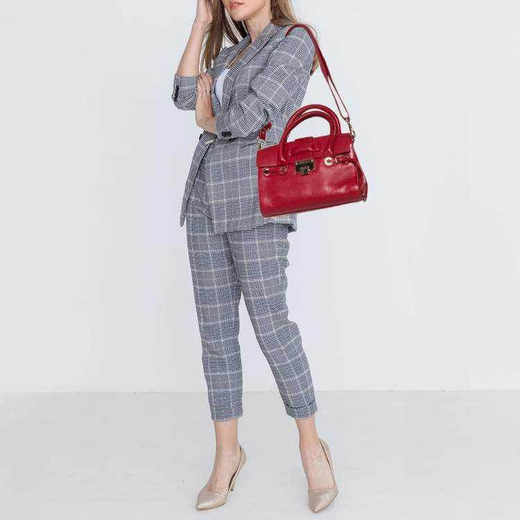 Pre Owned Jimmy Choo Red Leather Rosalie Satchel