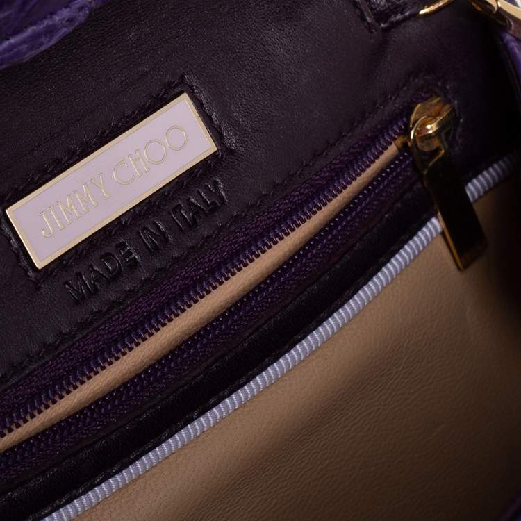 Pre Owned Jimmy Choo Purple Crocodile Chain Clutch 