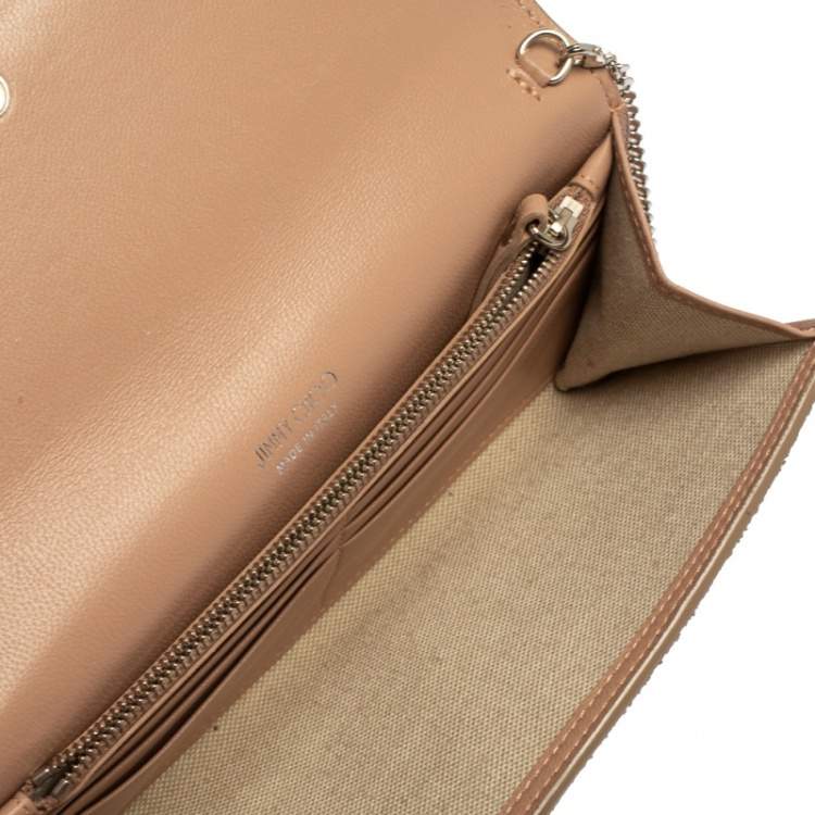 Pre Owned Jimmy Choo Light Pink Coarse Glitter Fie Chain Clutch